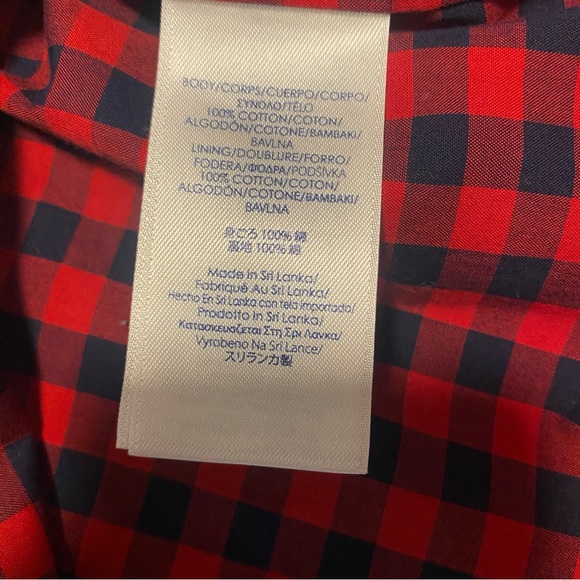 CHAPS Plaid Collared Button Down Flannel Red Navy Blue Buffalo Check Size Large - Picture 12 of 12